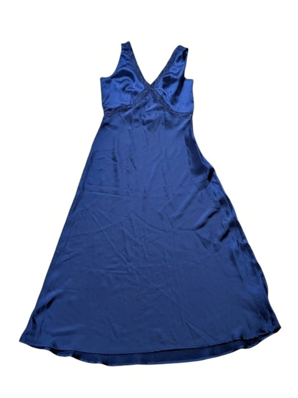a new day Satin V-Neck Mini Dress in Blue Size Small